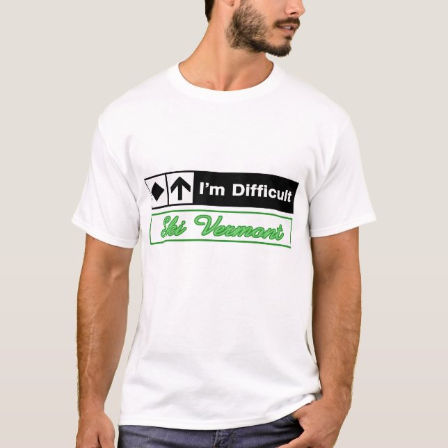 Ich bin schwieriges Ski-Hinterzeichen T-Shirt (Vorderseite)