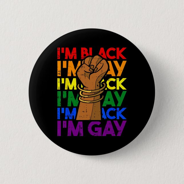 Ich bin schwul Black History Month Männer Frauen P Button (Vorderseite)
