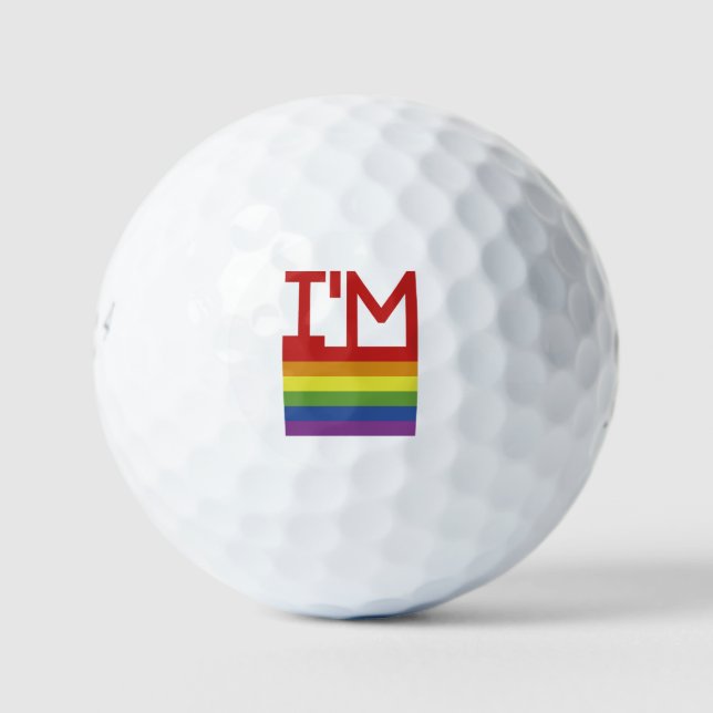 Ich bin schwul | Regenbogenflagge Golfball (Vorderseite)