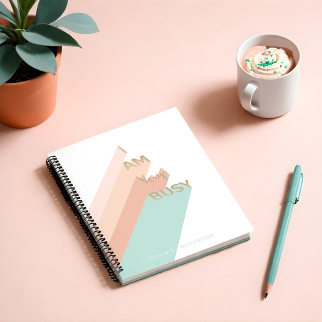 "Ich bin sehr beschäftigt" Trendy Gold Script Mode Notizbuch ("I Am Very Busy" Trendy Gold Script Modern Retro Notebook)