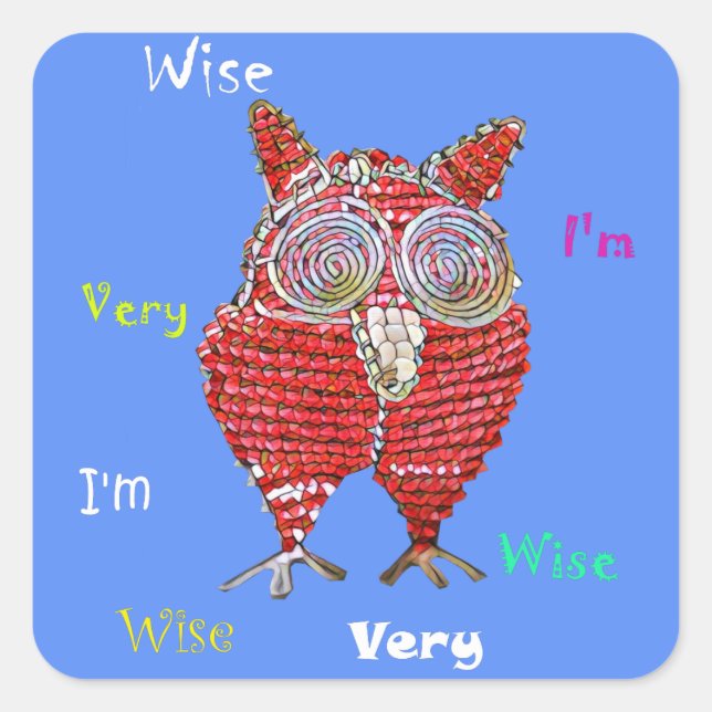 Ich bin sehr weise Funky Red Owl Sticker (Vorderseite)