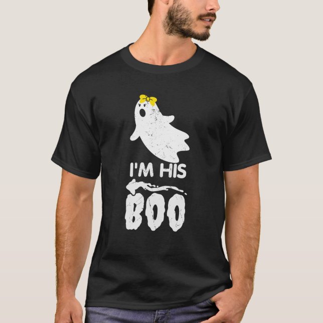 Ich bin sein Freund Halloween Ghost Matching Paar  T-Shirt (Vorderseite)