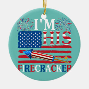 Ich bin sein Knallkörper Amerikanische Flagge Feue Keramik Ornament