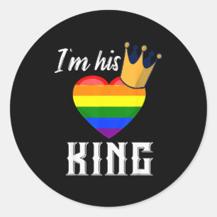 Ich bin sein König - Lgbtq Regenbogenherz schwuler Runder Aufkleber