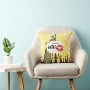 Ich bin sein Kronleuchter "Mrs. Red Lips Vintage P Kissen