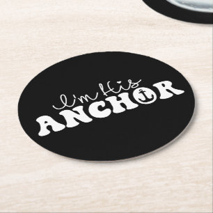 Ich bin seine Anchor Matching Paare Segelspass Fun Runder Pappuntersetzer