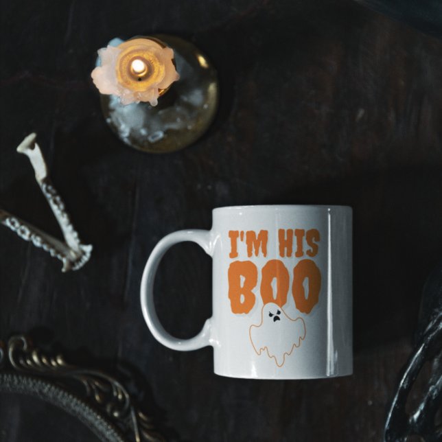 Ich bin seine Boo Funny Ghost Halloween-Ehefrau Zweifarbige Tasse (Von Creator hochgeladen)