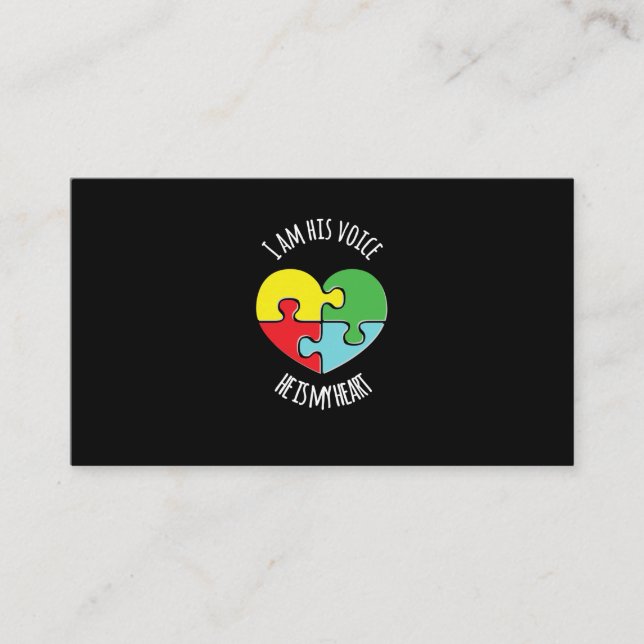 Ich bin seine Mama Autismus Awareness T - Shirt Pa Visitenkarte (Vorderseite)
