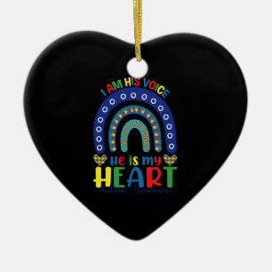 Ich bin seine Stimme, er ist mein Herz Autismus Be Keramik Ornament