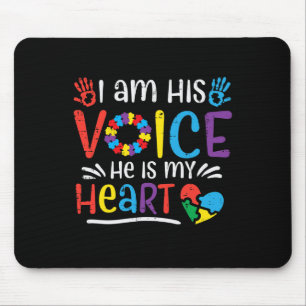 Ich bin seine Stimme, er ist mein Herz Autismus-Be Mousepad