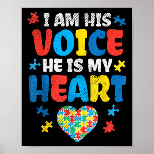 Ich bin seine Stimme, er ist mein Herz Autismus Be Poster