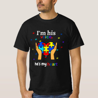 Ich bin seine Stimme, er ist mein Herz Autismus Be T-Shirt