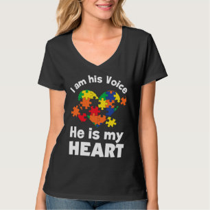 Ich bin seine Stimme, er ist mein Herz Autismus Ki T-Shirt