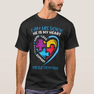 Ich bin seine Stimme Er ist mein Herz Blau Autismu T-Shirt