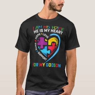 Ich bin seine Stimme Er ist mein Herz Blau Autismu T-Shirt
