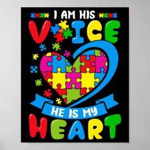 Ich bin seine Stimme, er ist mein Herz Liebe Autis Poster