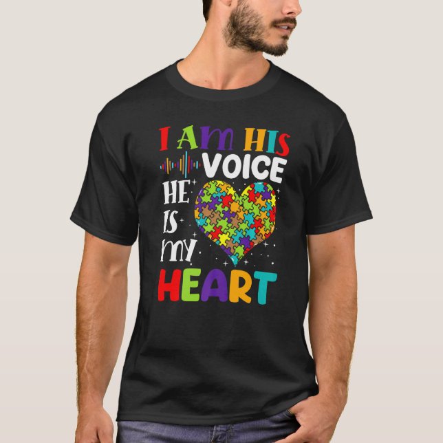 Ich bin seine Stimme, er ist meine Mama für Autism T-Shirt (Vorderseite)