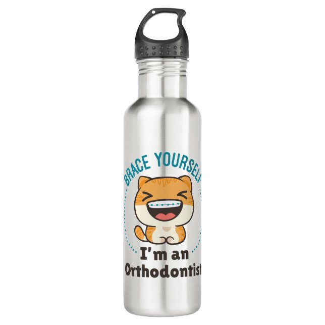 Ich bin selbst ein Orthodontist Animal Braces Edelstahlflasche (Vorderseite)