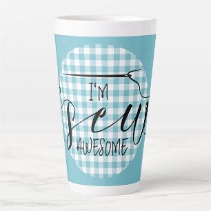 Ich bin Sew Phantastisch Blue Gingham Milchtasse