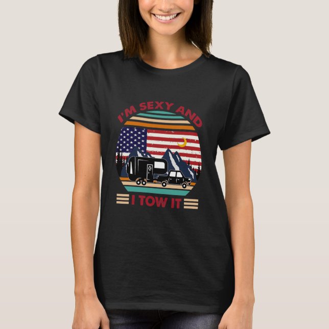 Ich bin sexy und ich zog es 5. Rad USA Flag Sunset T-Shirt (Vorderseite)