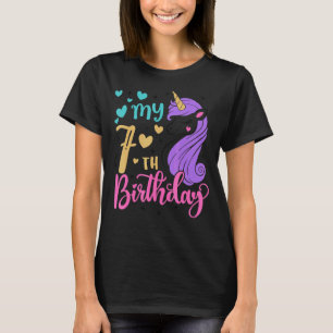 Ich bin Sieben mein siebter Geburtstag Einhorn 7 J T-Shirt