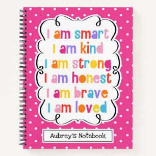 Ich bin Smart Pink Polka Dot Affirmalize Notizbuch