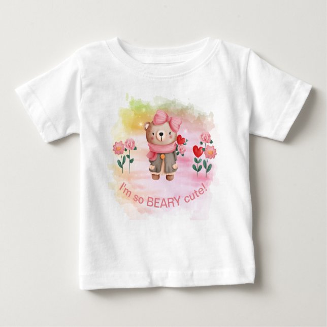 'Ich bin so beary Niedlich' kleiner Girl Bär Baby T-shirt (Vorderseite)