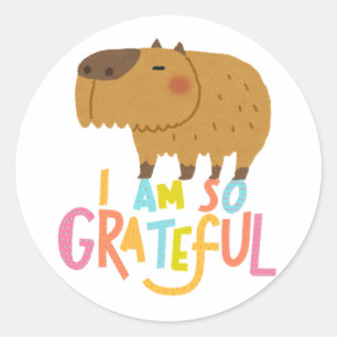 Ich bin so dankbar Niedlich Capybara Sticker, Gesc Runder Aufkleber