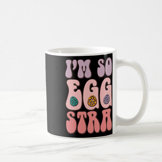 Ich bin so Egg-stra Niedliche Bunny Egg Hunt Retro Kaffeetasse (Rechts)