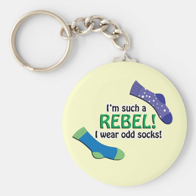 Ich bin so ein Rebell, ich trage seltsame Socken! Schlüsselanhänger (Vorne)