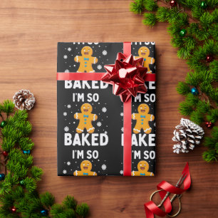 Ich bin so gebackener Weihnachtsmann-Weihnachtsplä Geschenkpapier