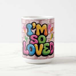 Ich bin so geliebt Graffiti-Tag in Hellrosa-Ziegel Kaffeetasse