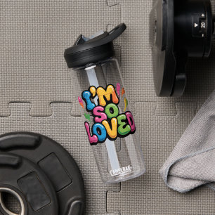 Ich bin so geliebt Graffiti-Tag in hellrosa Ziegel Trinkflasche