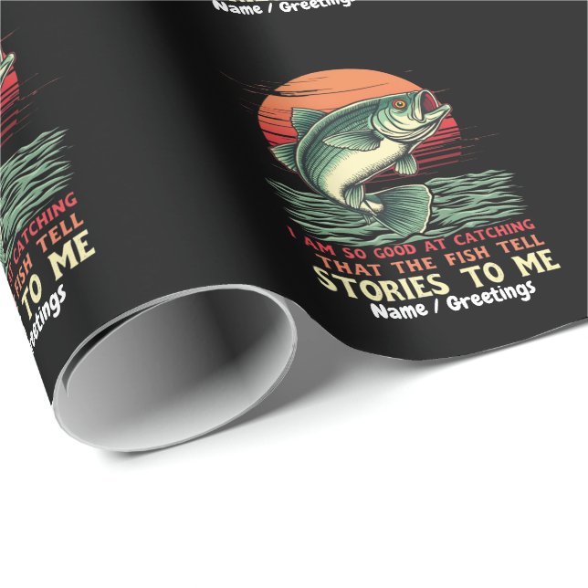 Ich bin so gut im Fische Fangen Geschenkpapier (Rolleneckpunkt)