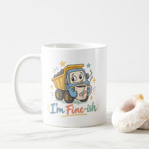 „Ich bin so halbwegs okay“ Lustiger Müllwagen trin Kaffeetasse