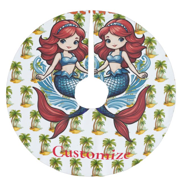 Ich bin so Niedlich Mermaid Thunder_Cove Polyester Weihnachtsbaumdecke (Vorderseite)