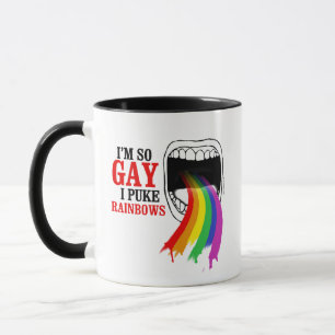Ich bin so schwul, ich kotze Regenbögen Tasse
