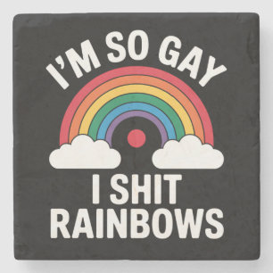 Ich bin so schwul Regenbogen Lustig LGBTQ Stolz Ve Steinuntersetzer