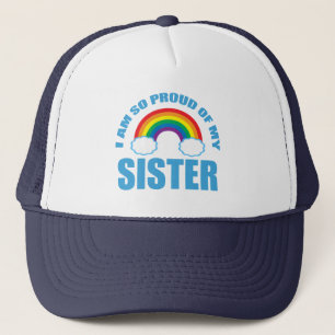 Ich bin so stolz auf meinen Schwester Rainbow Gay Truckerkappe