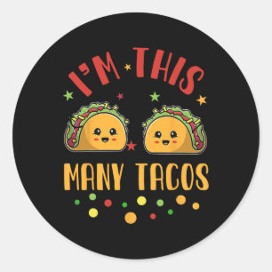 Ich bin so viele Tacos 2. Geburtstag Twosday Cinco Runder Aufkleber