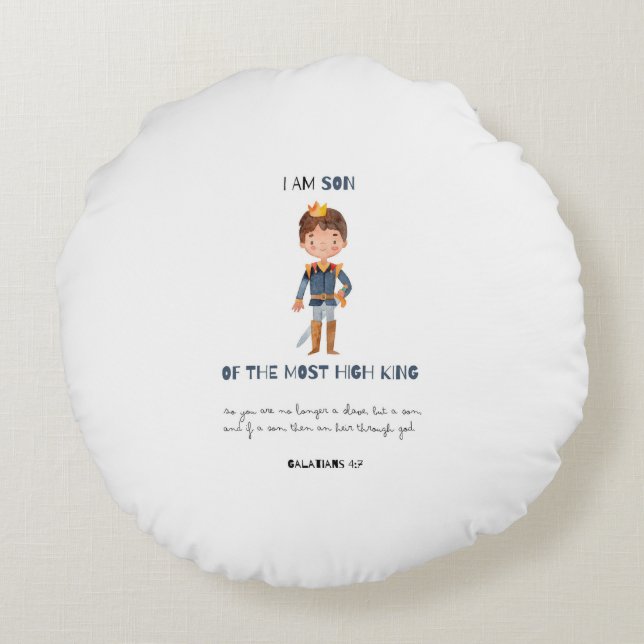 Ich bin Sohn des Königs farbenfrohe Niedliche Kind Rundes Kissen (Rückseite)