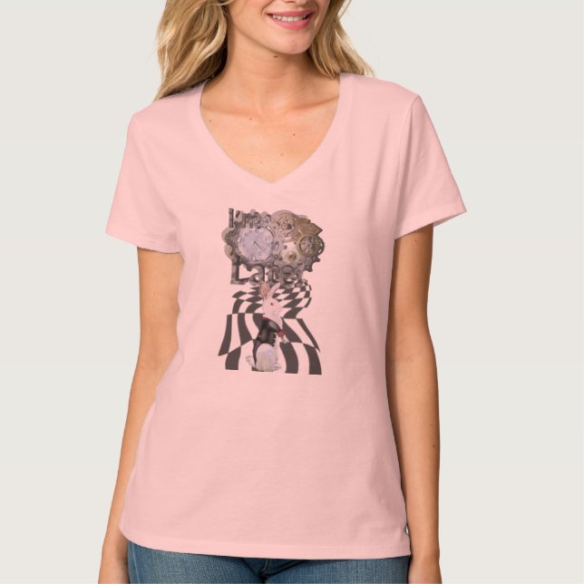 "Ich bin spät!" Weißes Licht des T-Shirt (Vorderseite)