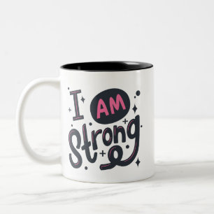 Ich bin stark motivierende Typografiegestaltung Zweifarbige Tasse