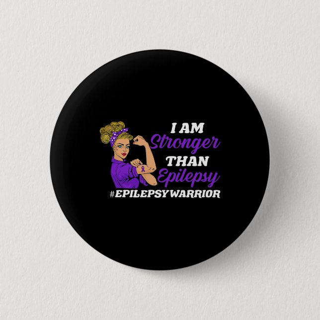 Ich bin stärker als Epilepsie Warrior Epilepsy Awa Button (Vorderseite)