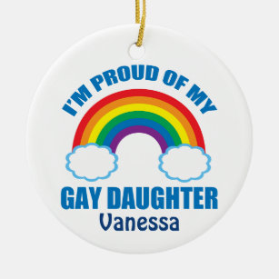 Ich bin stolz auf meine Gay Daughter Rainbow Monog Keramik Ornament