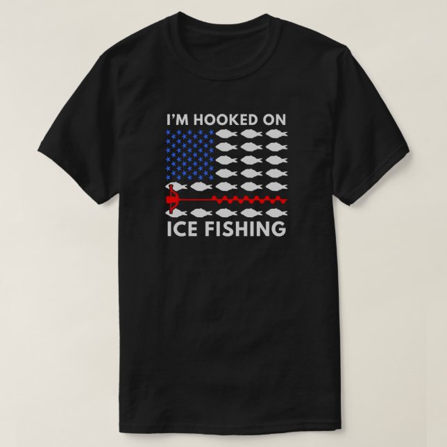 Ich bin süchtig nach Eisfischen | Eisfischerei T-Shirt (Design vorne)
