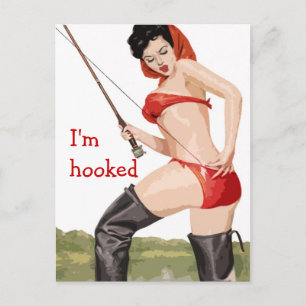 Ich bin süchtig nach Pin-up-Vintage-Plakat Postkarte