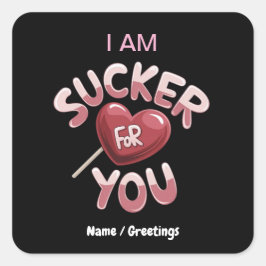 Ich bin sucker für dich, Groovy Valentins Matching Quadratischer Aufkleber