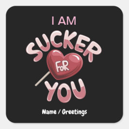 Ich bin sucker für dich, Groovy Valentins Matching Quadratischer Aufkleber