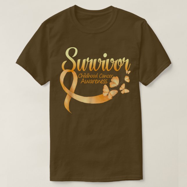 Ich bin Survivor Butterfly Childhood Cancer Awaren T-Shirt (Design vorne)